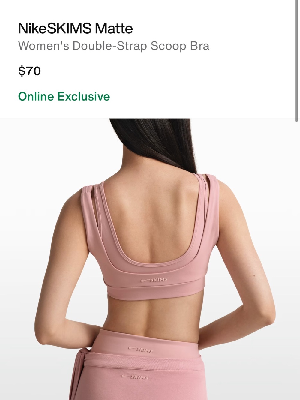 SKIMS Double-Strap Scoop Sports Bra in Dusty Pink